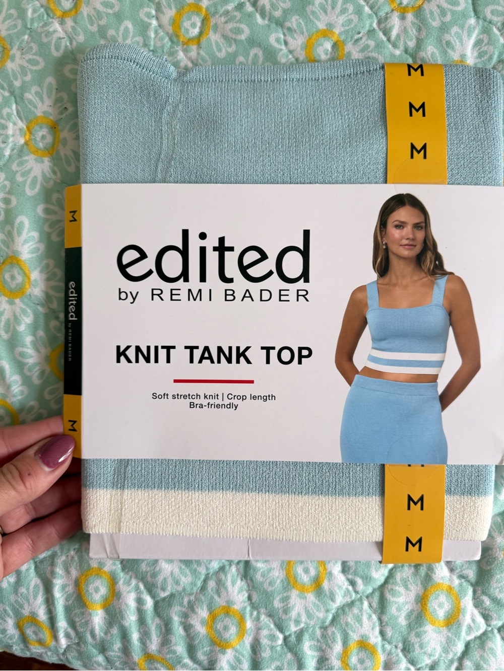 Edited by Remi Bader Light Blue Knit Crop Tank Top